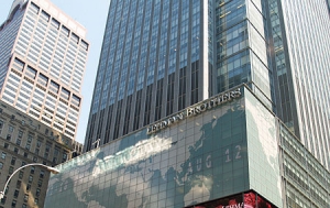 Pád akcií v důsledku krachu banky Lehman Brothers